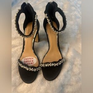 Elegant Black Beaded Women's Heels